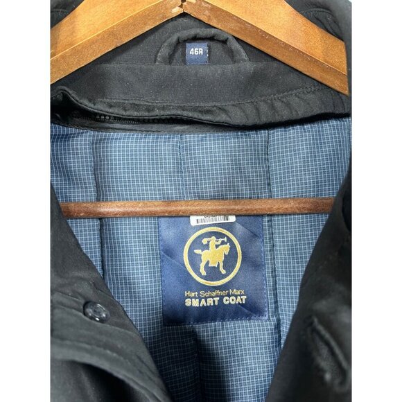 Hart Schaffner Marx Mens Black Smart Coat 46R Wool Lining - Picture 2 of 11